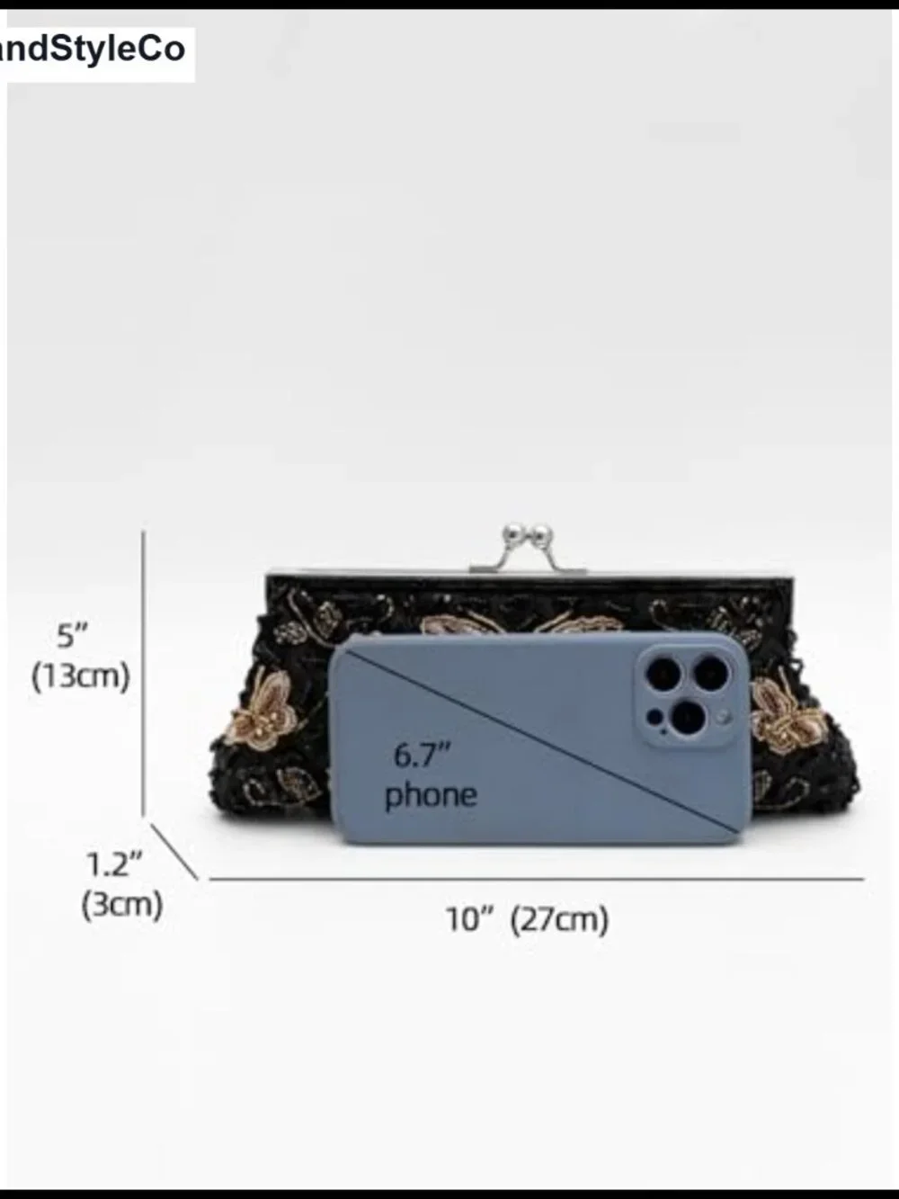Beaded Butterfly Floral Evening Clutch Kiss Lock Purse Detachable Chain
